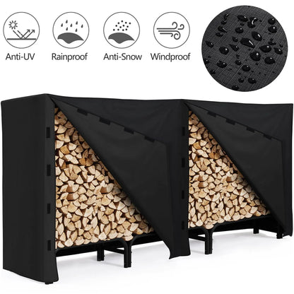 SmileMart 94.5" Large Metal Firewood Log Rack Holder for Outdoor Patio Balcony, Black