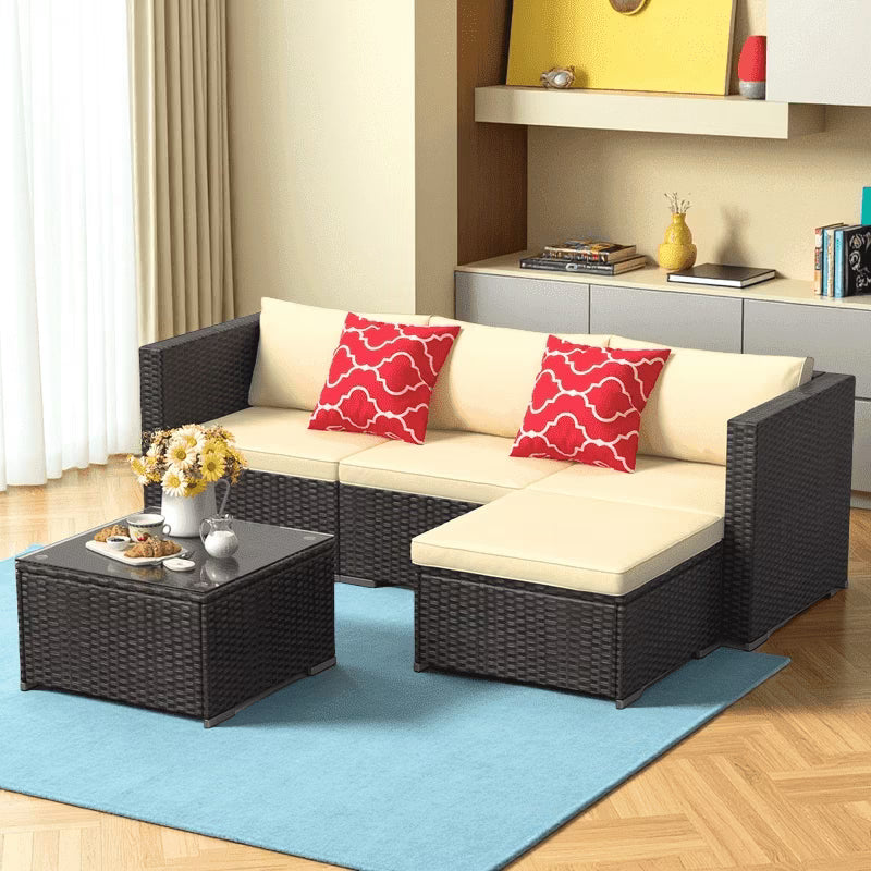 Aiho 7-Piece Rattan Patio Furniture Set , Outdoor Sectional Furniture Set for Patio, Garden, Backyard, Grey