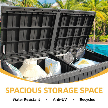 Uforic 150 Gallon Outdoor Storage Deck Box , Large Outdoor Storage Organized w/Divider,for Patio Furniture,Garden Tools, Black
