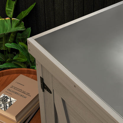 Potting Bench with Storage Cabinet and Metal Table Top for Outdoor Patio,Outdoor Work Station TableGray