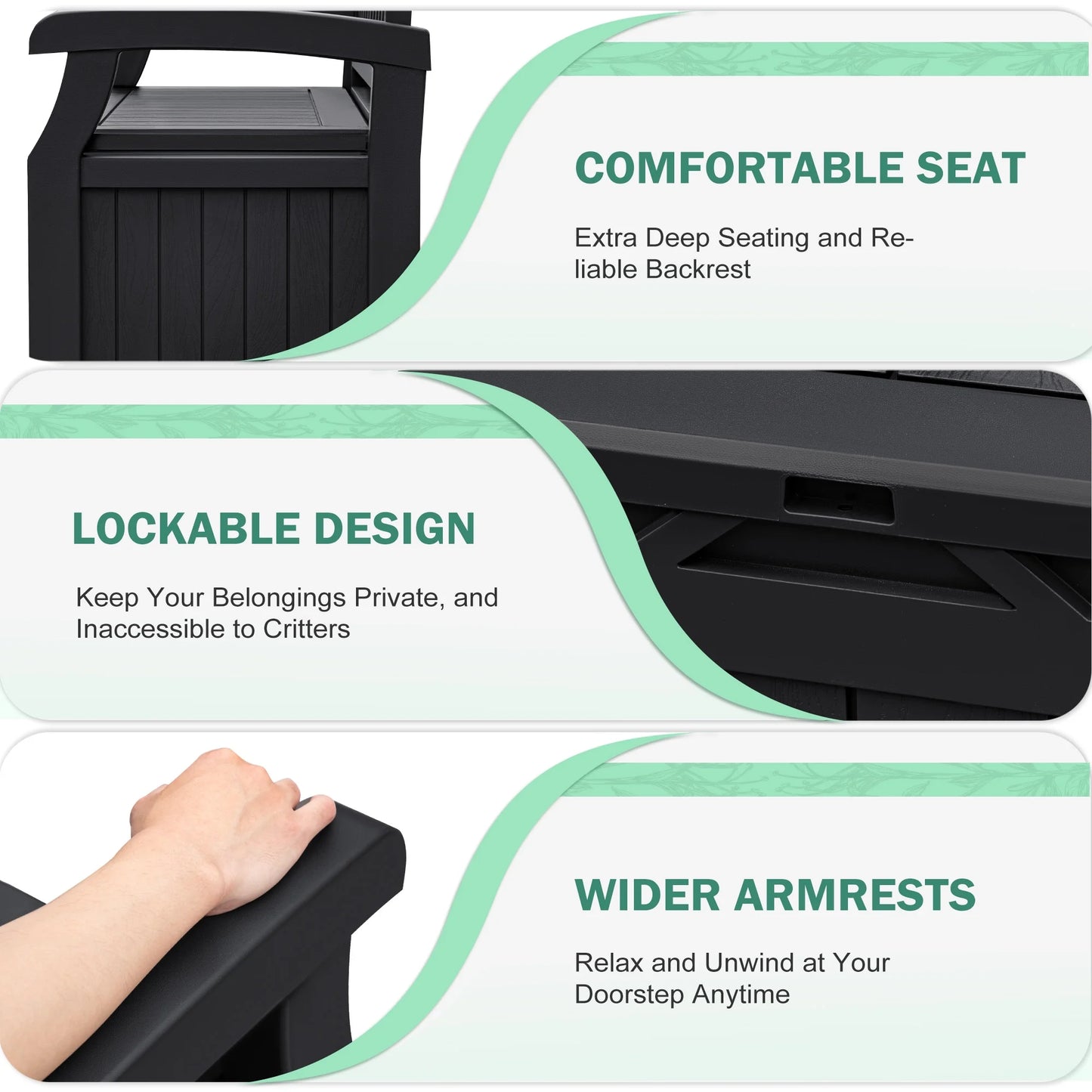 Homall 80 Gallon Plastic Storage Bench Made Of Durable Weatherproof Resin And Deck-Box Organized Storage Compartment For Outdoor Patios And Lawns,Black