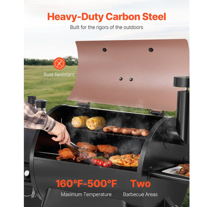 KFFKFF 575 Sq in Wood Fired Pellet Grill and Smoker, BBQ Grills with WiFi-app Management, LCD Display Controller for Outdoor Cooking, Patio and Backyard, Bronze Black