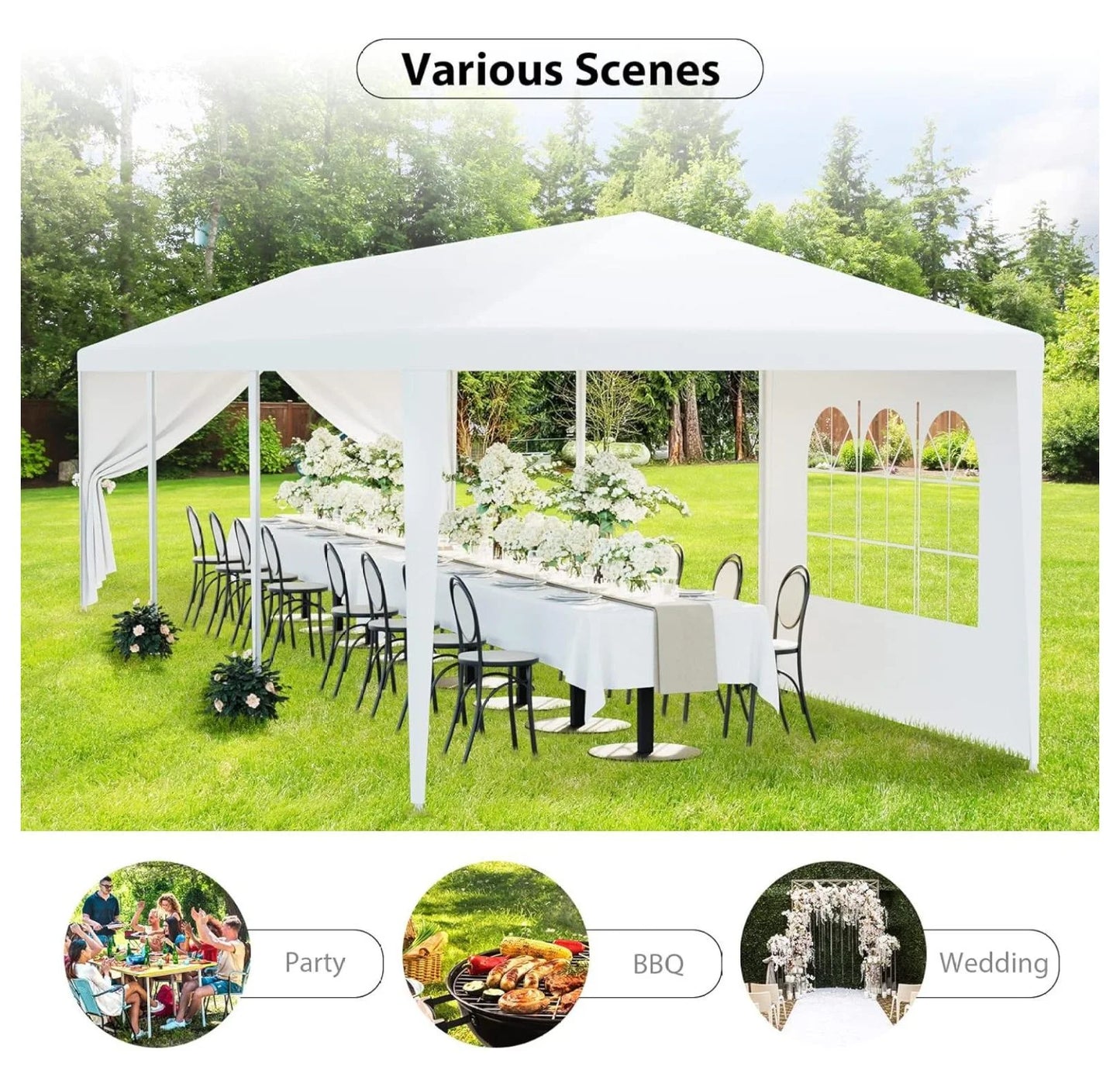 10'x30' Outdoor Canopy Tent Patio Camping Gazebo Shelter Pavilion Cater Party Wedding BBQ Events Tent w/Removable Sidewalls