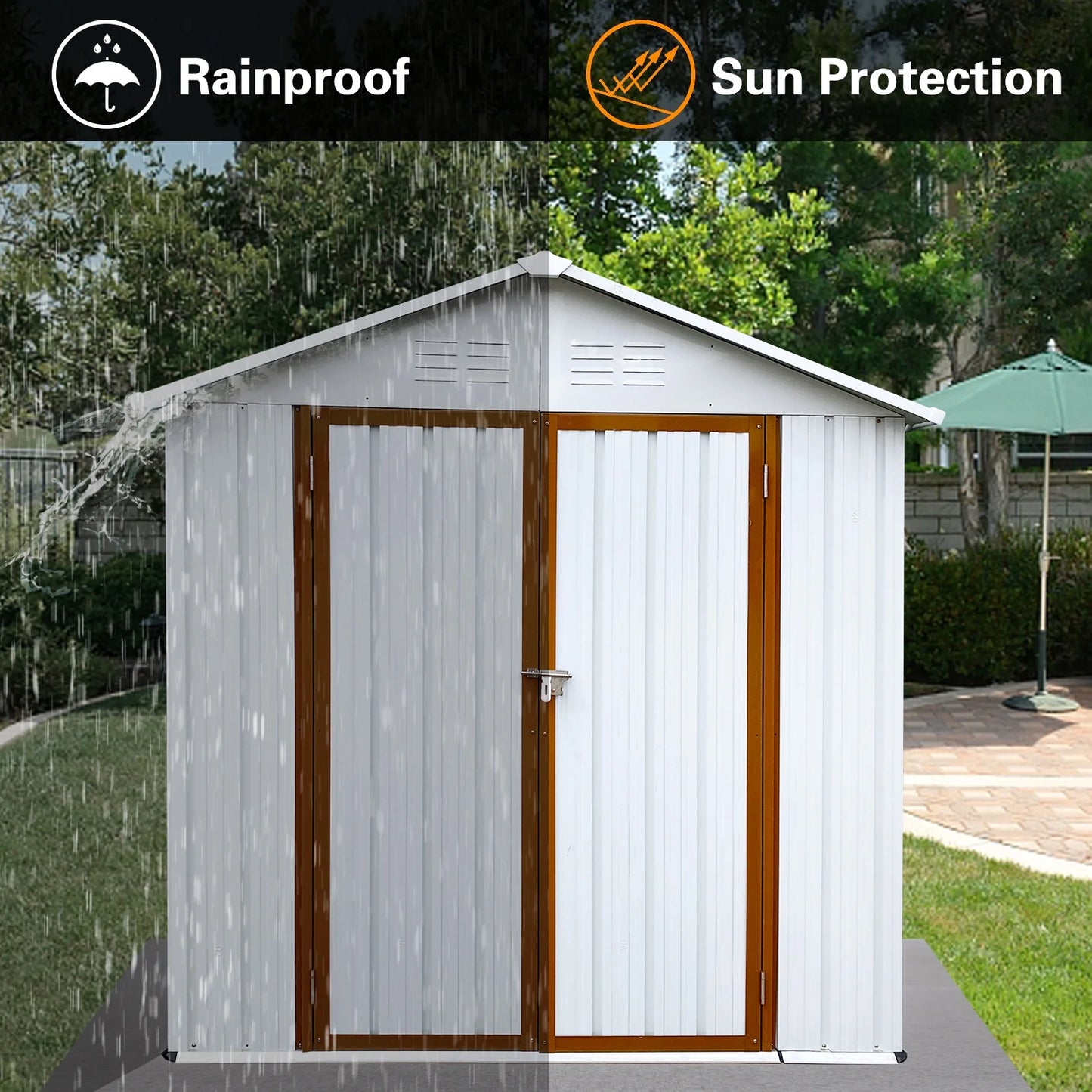 6' x 4' Outdoor Storage Shed, Metal Garden Shed with Lockable Doors, Tools Storage Shed for Backyard, Patio, White