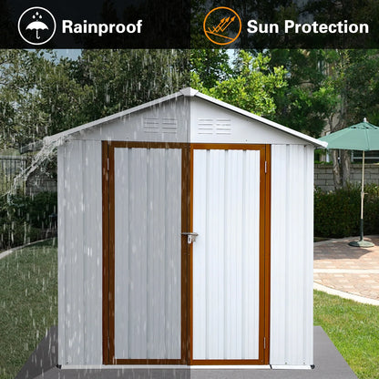 6' x 4' Outdoor Storage Shed, Metal Garden Shed with Lockable Doors, Tools Storage Shed for Backyard, Patio, White