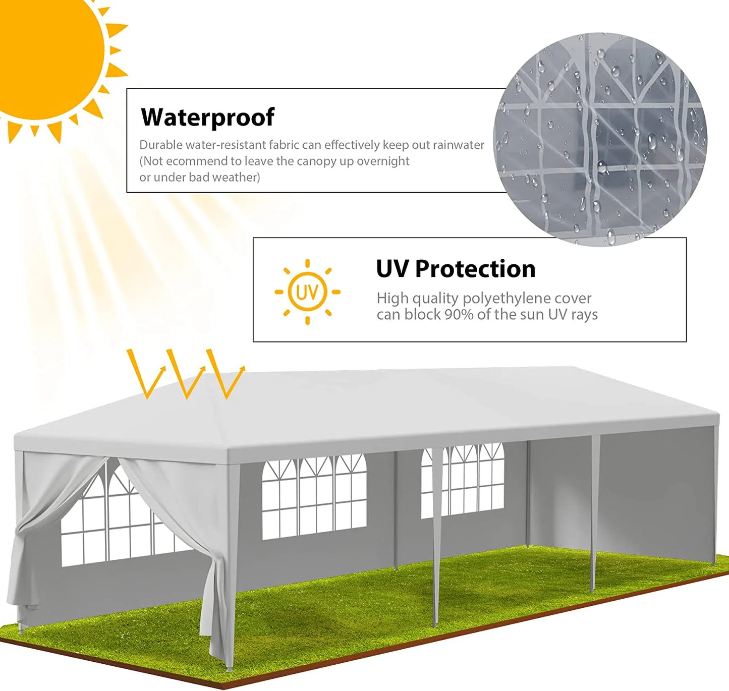 SLSRFD 10'x30' Outdoor Canopy Tent Patio Camping Gazebo Shelter Pavilion Cater Party Wedding BBQ Events Tent w/Removable Sidewalls