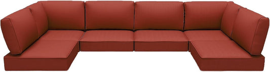 Yalissey Outdoor Replacement Cushions for Patio Furniture,Water-Resistant Sofa Cushions for Rattan Wicker Sectional Patio Conversation Sets,14-Piece Outdoor Couch Cushions Patio Sofa,Red