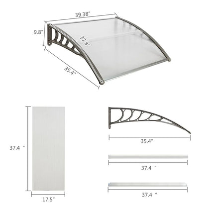 Winado 40"x 40" Door Window Awning Patio Wall Gray Bracket Gray