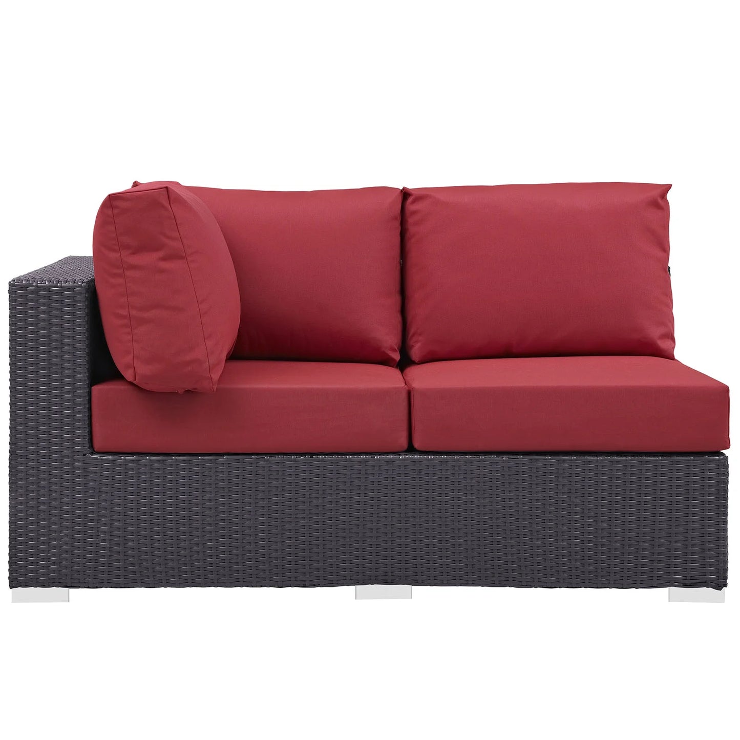 Modway Convene Outdoor Patio Left Arm Loveseat in Espresso Red