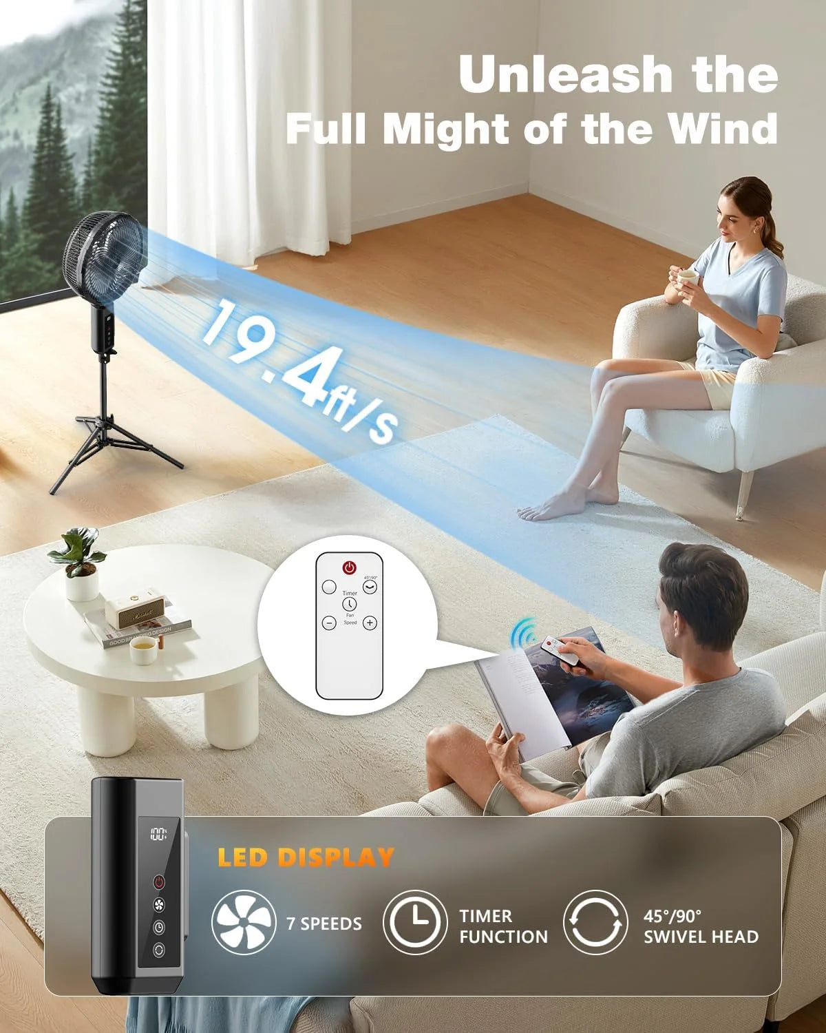 Portable fan products, 20000mAh 12-inch outdoor misting fan, suitable for outdoor patios