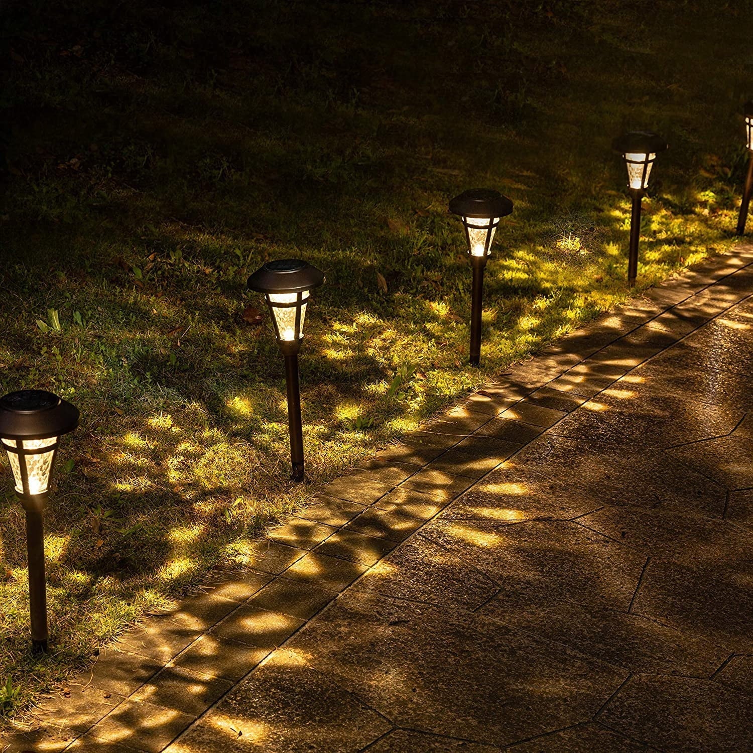 GIGALUMI Solar Pathway Lights Outdoor, 6 Pack Super Bright High Lumen Solar Powered LED Garden Lights for Lawn, Patio, Yard