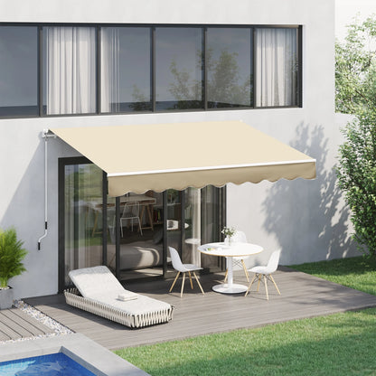 DUOSONG Outsunny 10' X 8' Retractable Awning, Patio Awnings, Sunshade Shelter W/Manual Crank Handle, Uv & Water-Resistant Fabric And Aluminum Frame For Deck, Balcony, Yard, Beige Beige Aluminum