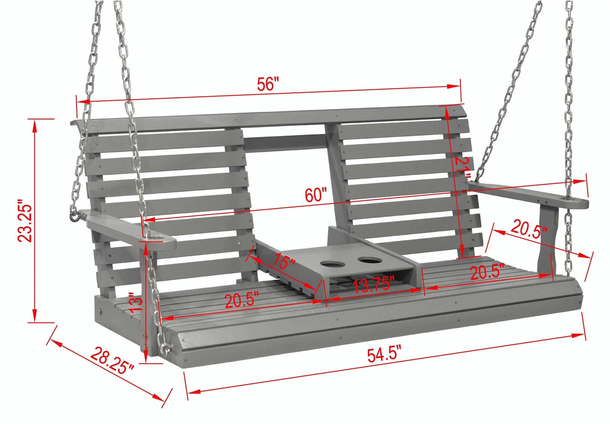 Outdoor Patio Garden Furniture 3-Person Hanging Wood Porch Swing, Weather Resistant Finish-White