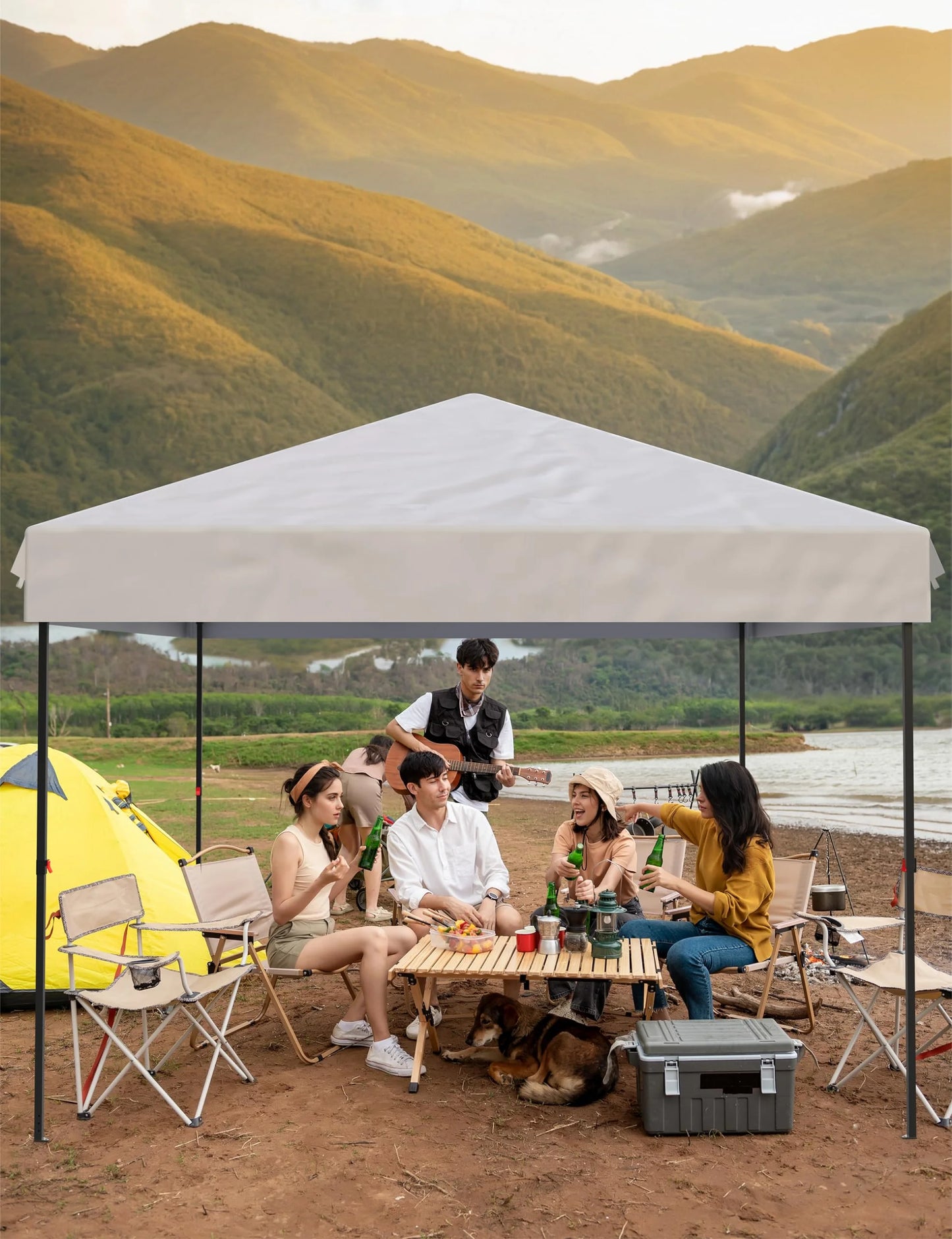 Danolapsi 10x10 Ft Pop Up Canopy Tent Easy One Person Set-up,Easy Outdoor Sun Shade,Instant Portable Shelter with 4 Stakes,4 Ropes,4 Sandbags for Patio, Outdoor Activities