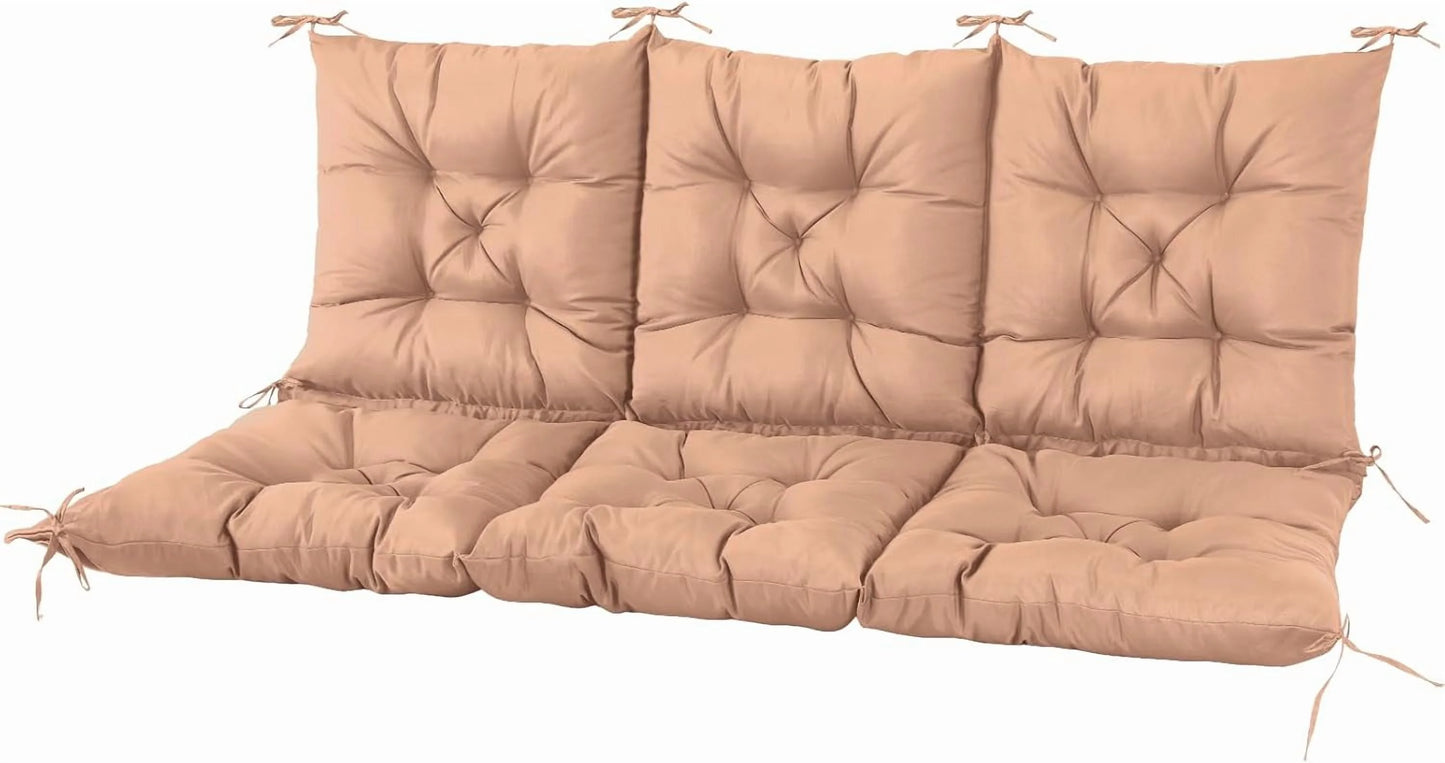 NACATIN 3 Seat Cushion for Outdoor Swing - 60x40 inches, 4" Thick Porch Swing Cushions with Ties and Storage Bag, Waterproof Bench Replacement Cushions for Patio, Outdoor, Backyard and Garden (Khaki)