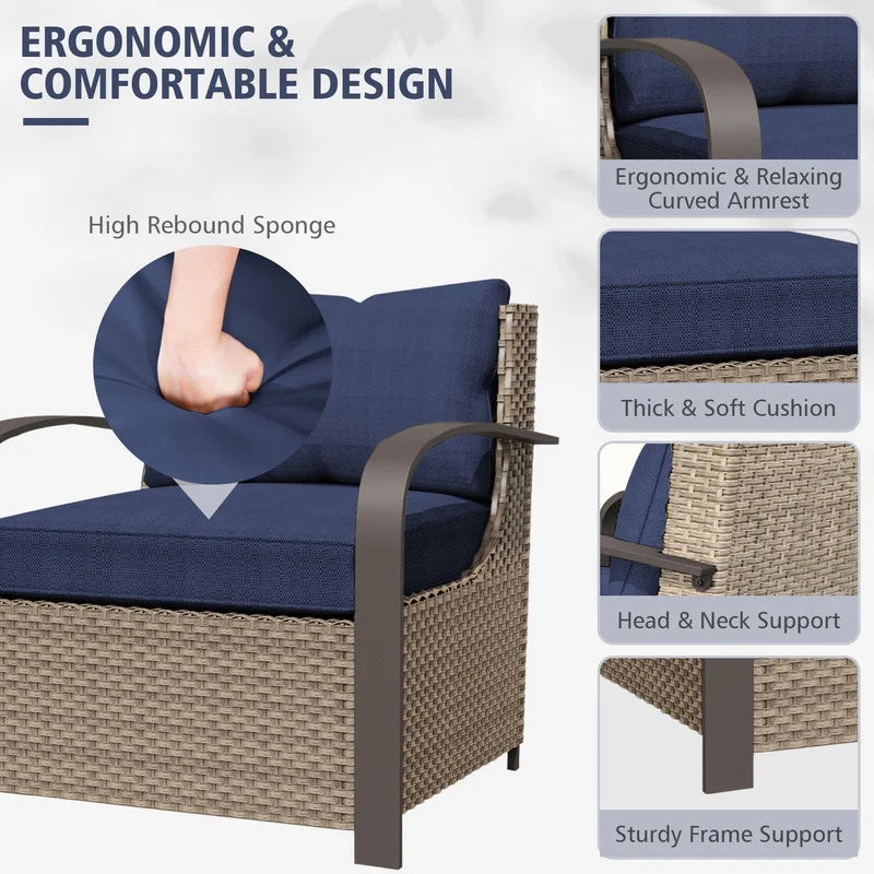 GAZEBETER 2Pcs Wicker Patio Chairs,Modern All Weather Outdoor Ratten Chairs with Seat Cushions and Thicking Back,Beige