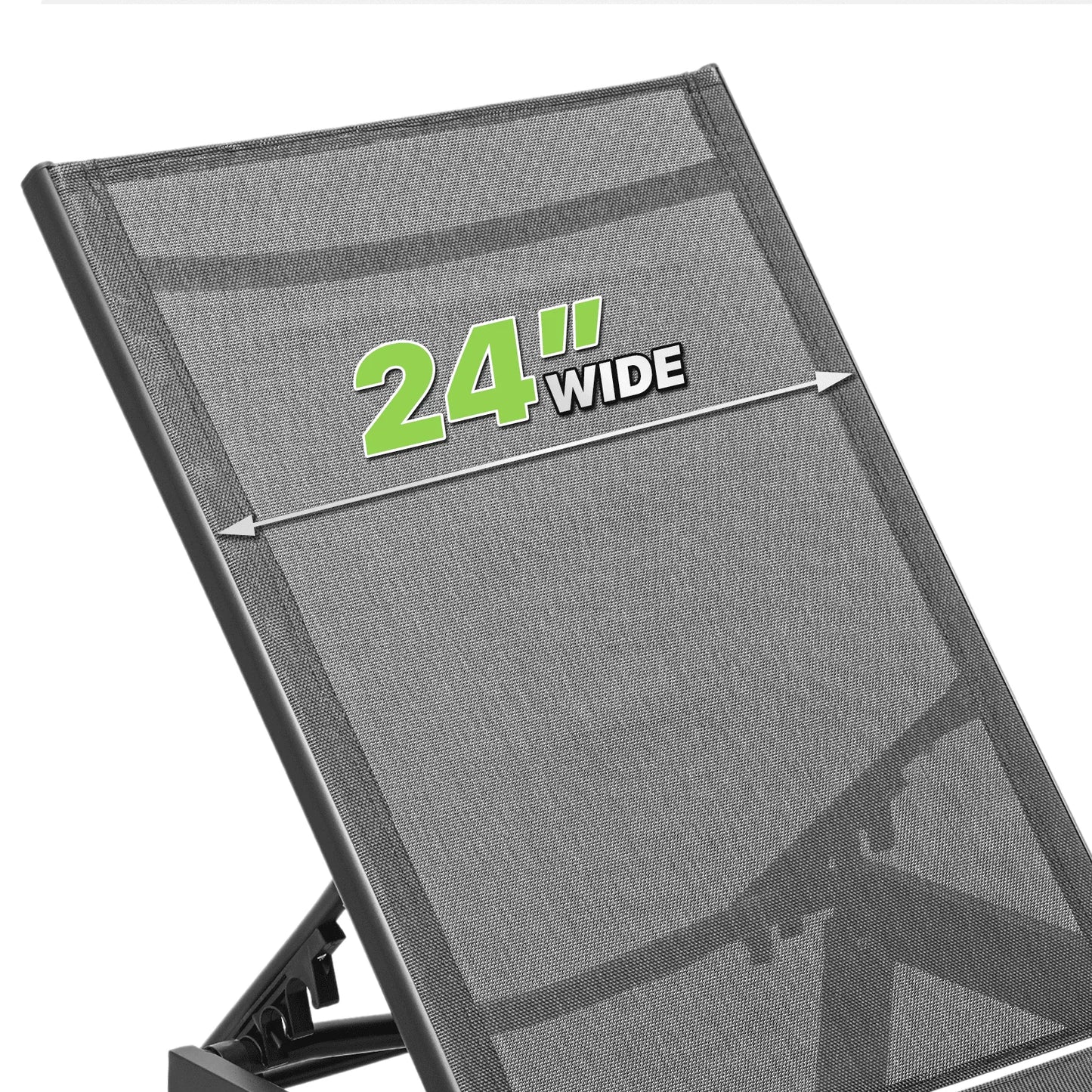 Magshion Set of 2 Patio Lounge Chairs with Adjustable Backrest, Pool Recliner Outdoor Chaise with Aluminum Frame for Beach Backyard Garden, Grey