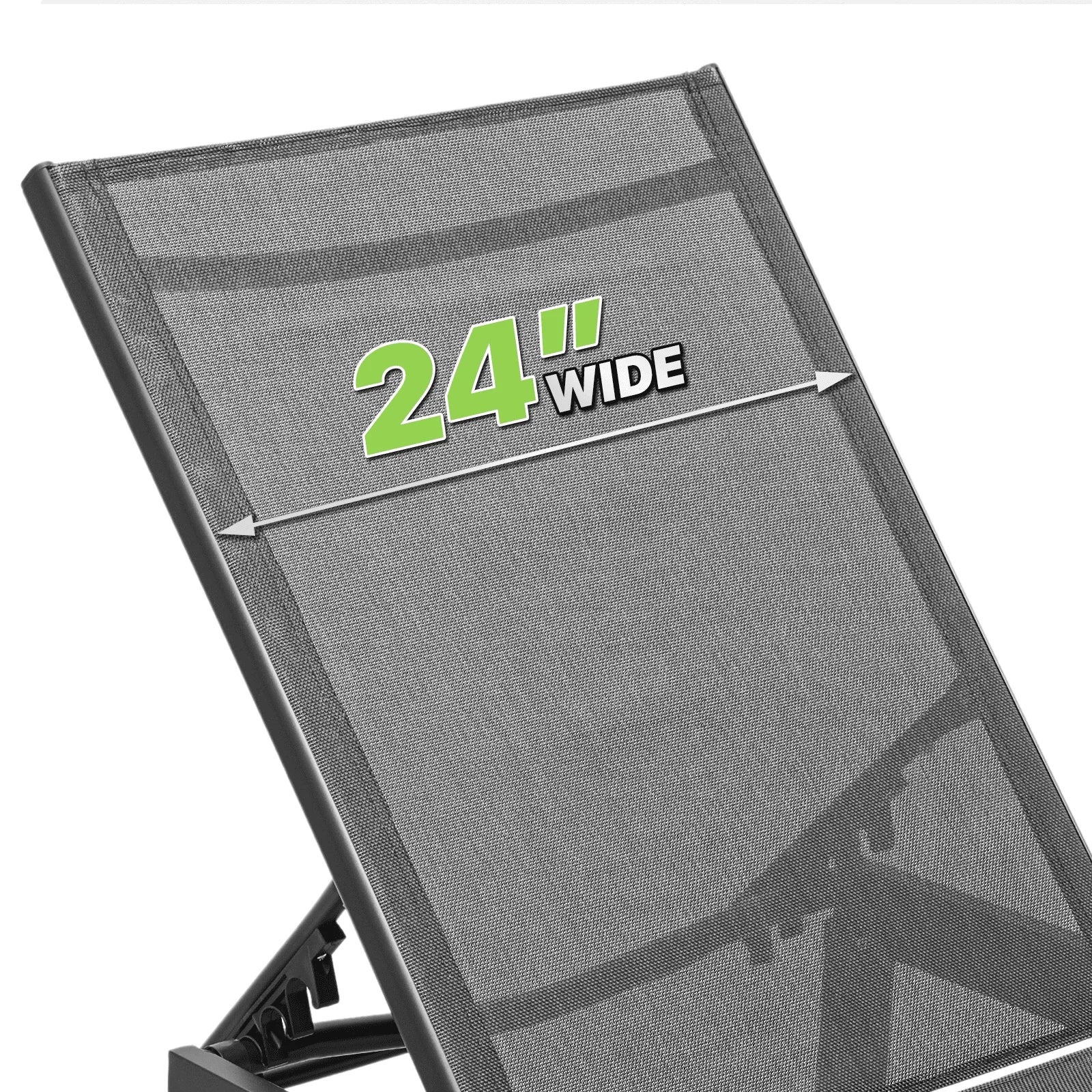 Magshion Set of 2 Patio Lounge Chairs with Adjustable Backrest, Pool Recliner Outdoor Chaise with Aluminum Frame for Beach Backyard Garden, Grey