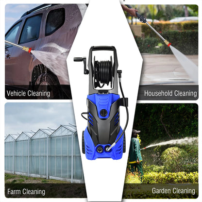 Costway 3000PSI Electric High Pressure Washer Machine 2 GPM 2000W w/Deck Patio Cleaner Blue