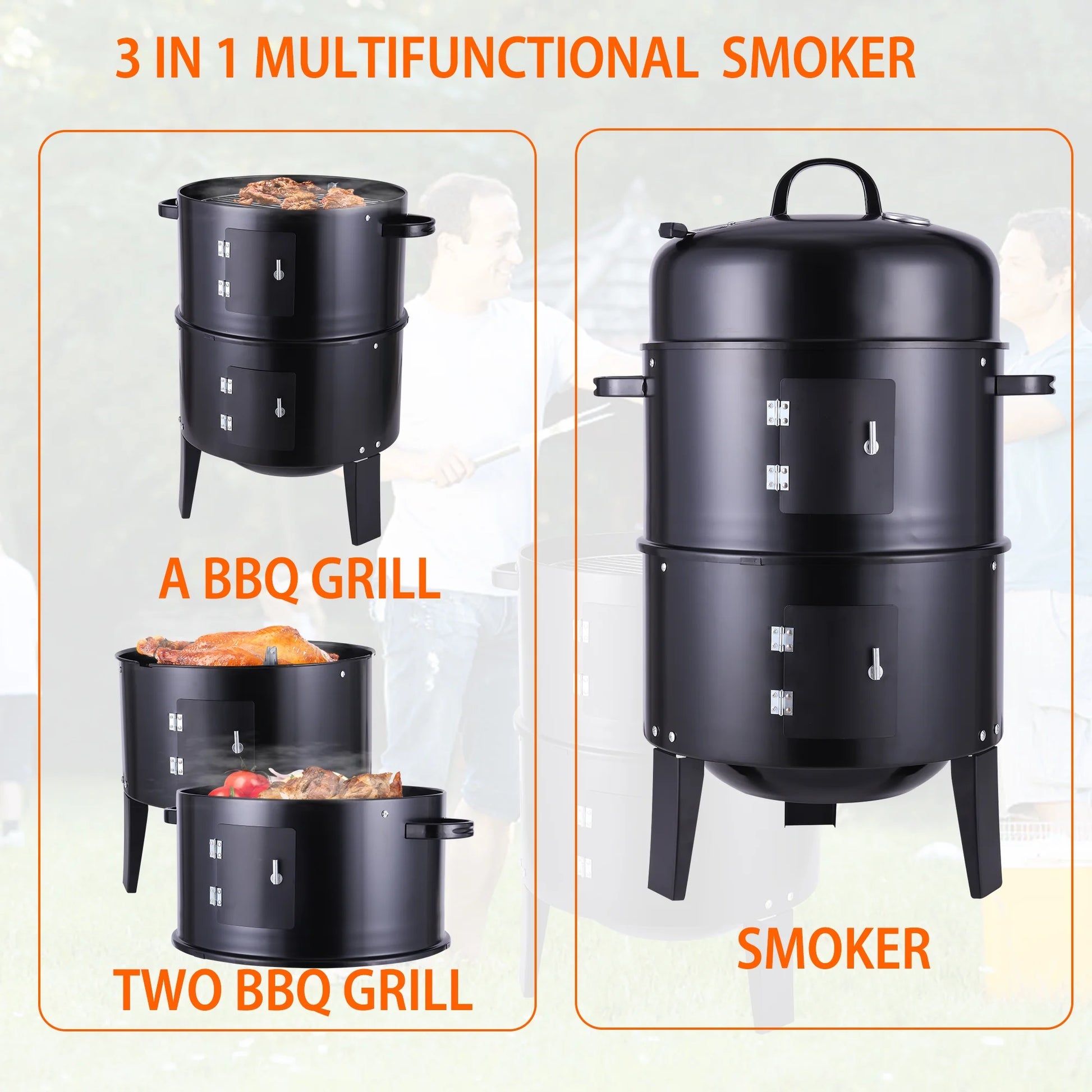 Metal Outdoor Cooking Grill BBQ Charcoal Grill With Lid Smoker Grill for Backyard Patio Camping Picnics