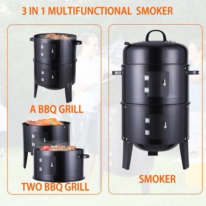 Metal Outdoor Cooking Grill BBQ Charcoal Grill With Lid Smoker Grill for Backyard Patio Camping Picnics
