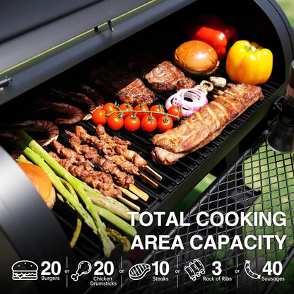 KingChii Heavy Duty Charcoal Grills with Charcoal Wood Offset Smokers for Outdoor Patio BBQ Grilling, 547 SQ.IN.