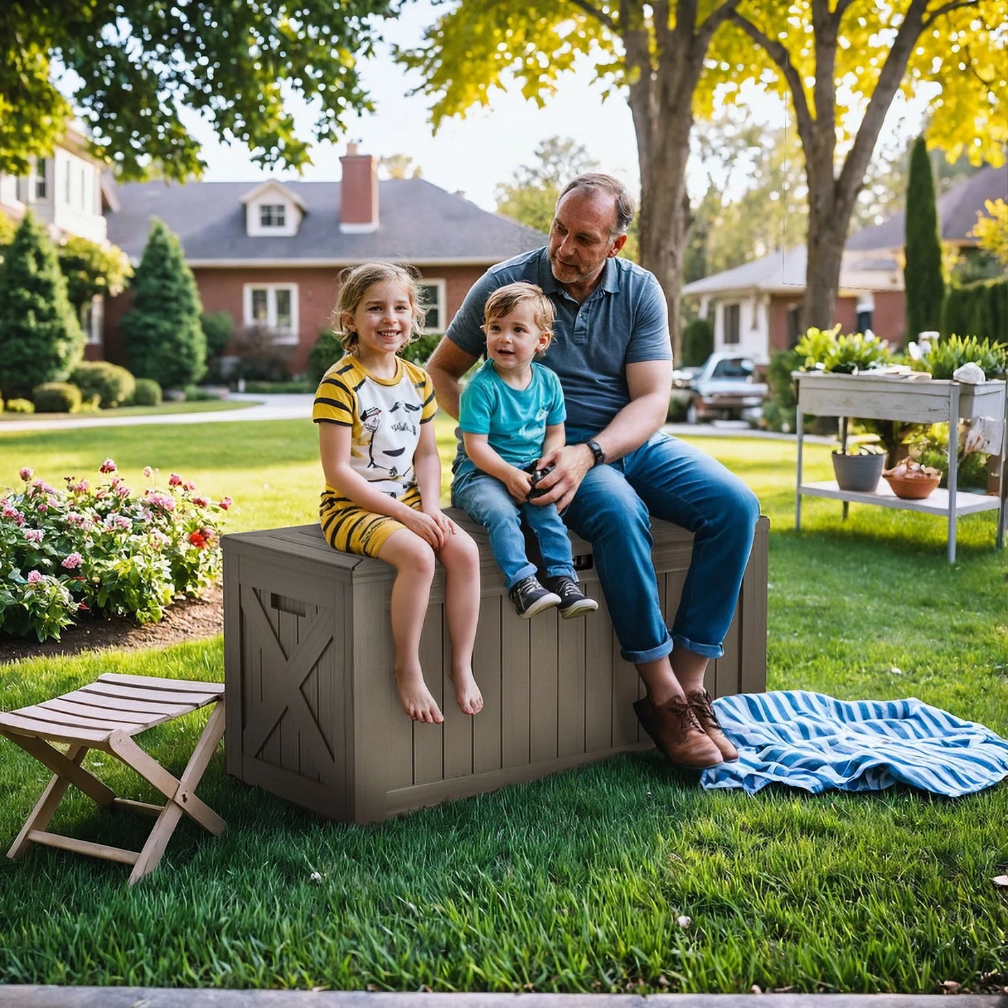 Homall 120 Gallon Outdoor Patio Box Deck Plastic Resin Storage Box Backyard, Black