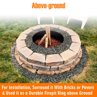SIMOND STORE Portable Fire Pit Ring Liner, 48 Inch Diameter 12 Inch Height 2 mm Thick Heavy Duty Steel Round Fire Pit Insert for Outdoor Garden Patio Camping Bonfire