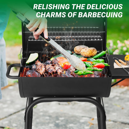 Charcoal Grills Outdoor BBQ Grill, Barrel Charcoal Grill with Side Table and Wheels, for Outdoor Backyard Camping Picnics Patio and Parties