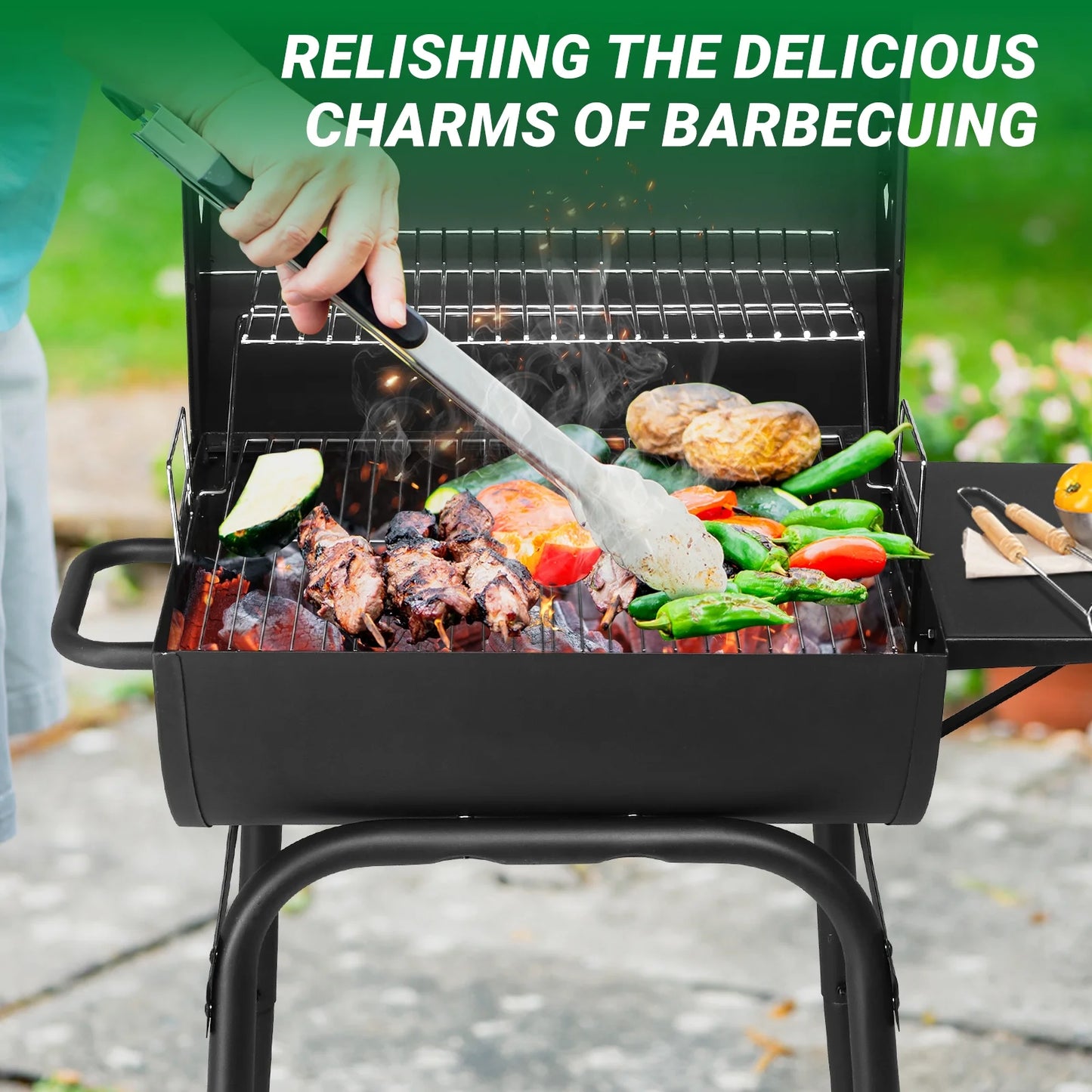 Zimtown BBQ Charcoal Grill Outdoor Barbecue Pit Smoker Grill Patio Backyard,Iron,Black