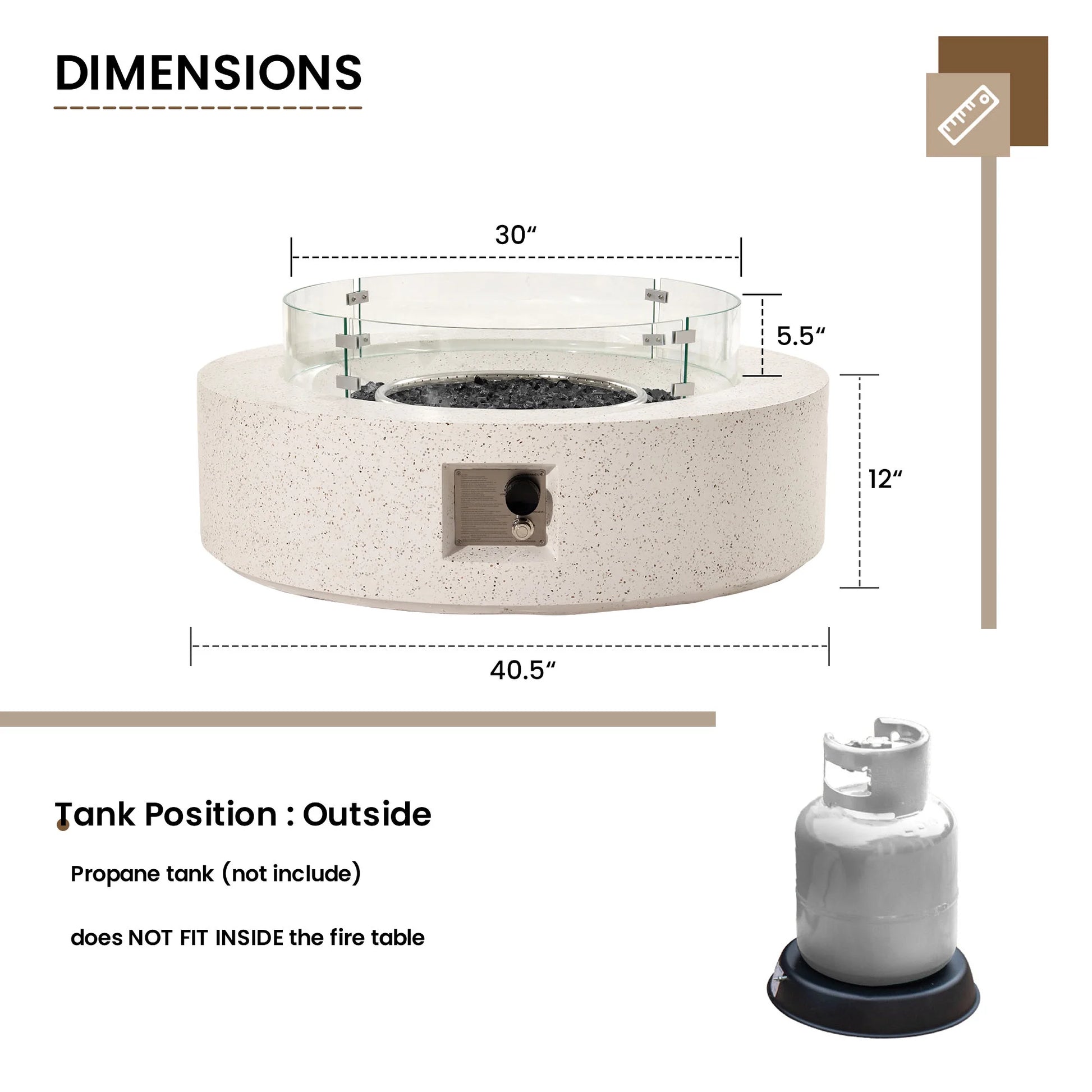 COSIEST 41''Round Fire Pit Table,50000 BTU Outdoor Propane Patio Fire Pit