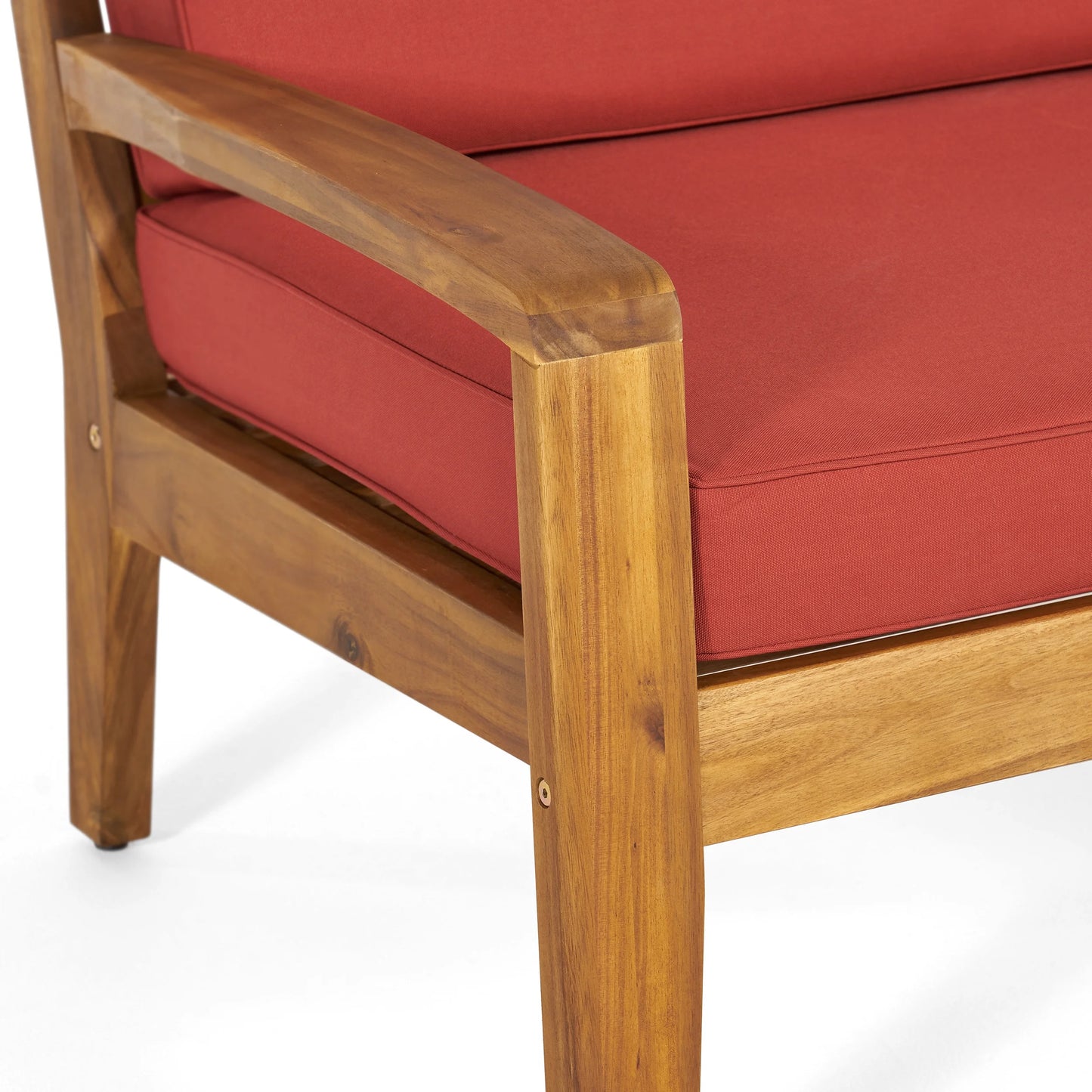 Parma 4 Piece Outdoor Wood Patio Furniture Chat Set with Water Resistant Cushions, Red