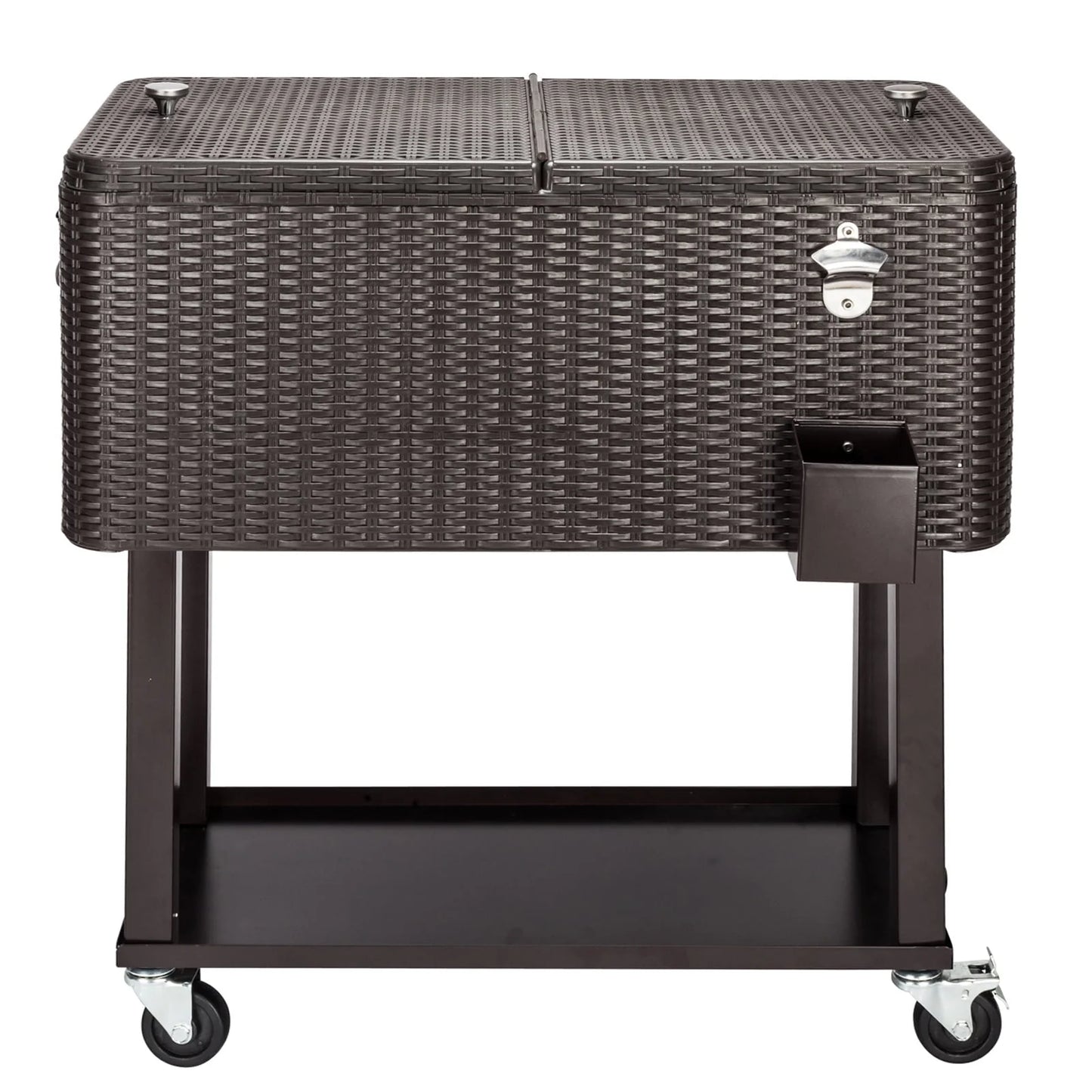 UWR-Nite 80 Quart Rolling Ice Chest on Wheels, Portable Patio Party Bar Drink Cooler Cart, with Shelf, Beverage Pool with Bottle Opener, Water Pipe
