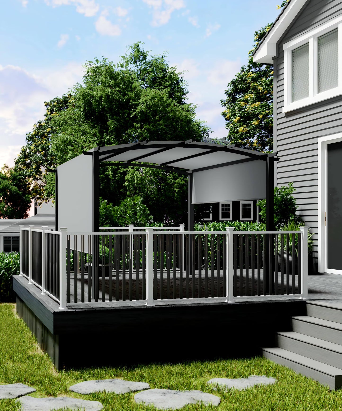 Studyset 10 x 10 Ft Outdoor Arched Pergola,Aluminum Pergola with Retractable Canopy,Arched Style Gazebos,Metal Pergola for Backyard,Lawn, Patios