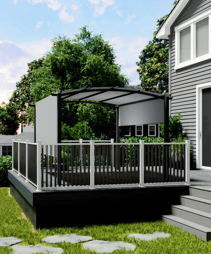 Studyset 10 x 10 Ft Outdoor Arched Pergola,Aluminum Pergola with Retractable Canopy,Arched Style Gazebos,Metal Pergola for Backyard,Lawn, Patios