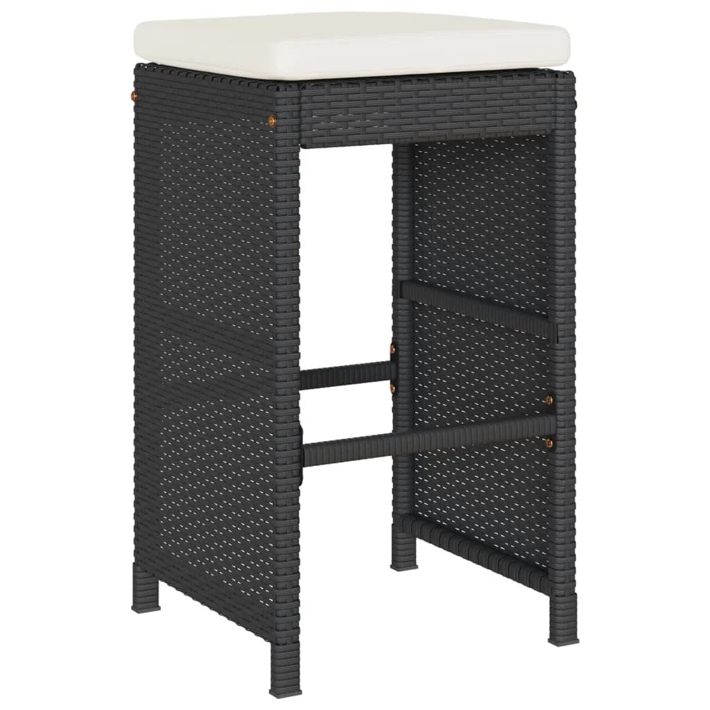 vidaXL Patio Bar Stools with Cushions Pub Chair Seating Poly Rattan garden