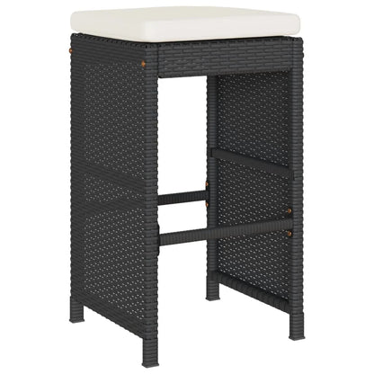 vidaXL Patio Bar Stools with Cushions Pub Chair Seating Poly Rattan garden