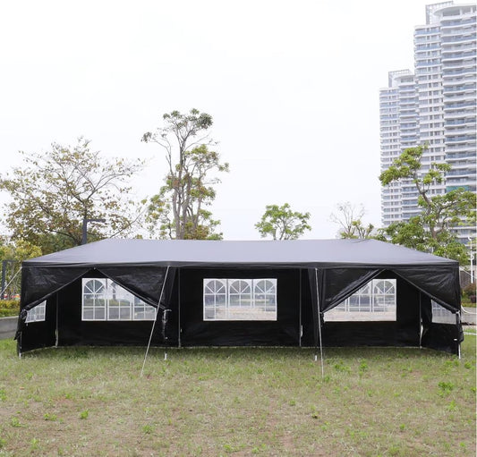 10'x30' Party Tent Outdoor Wedding Event Tents with 8 Removable Sidewalls, Heavy Duty Gazebo, Large Canopy Waterproof for Parties Patio Birthday All Season Black