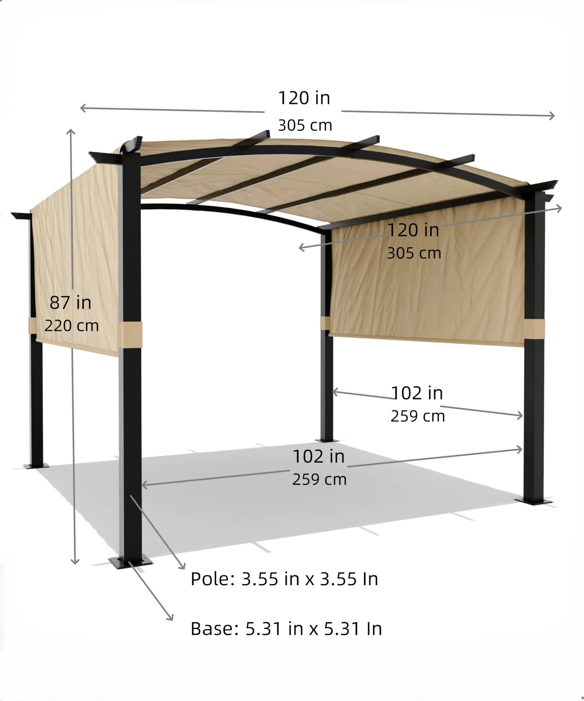 Huisuilinss Outdoor Pergola,Arched Pergola,Aluminum Pergola With Retractable Canopy,Arched Patio Pergola,Metal Pergola Shade Shelter For Backyard Lawn Patios Gardens Grill Gazebo