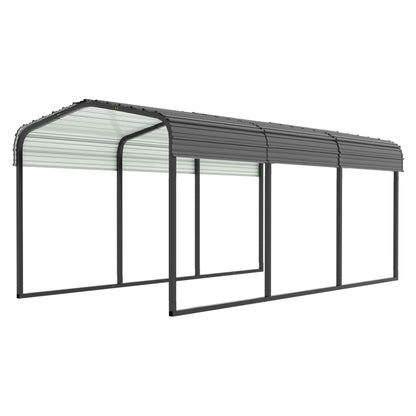 VEIKOUS 15' x 10' Outdoor Metal Carport, Galvanized Metal Heavy Duty Garage with Weather Resistant Roof For Patio, Backyard