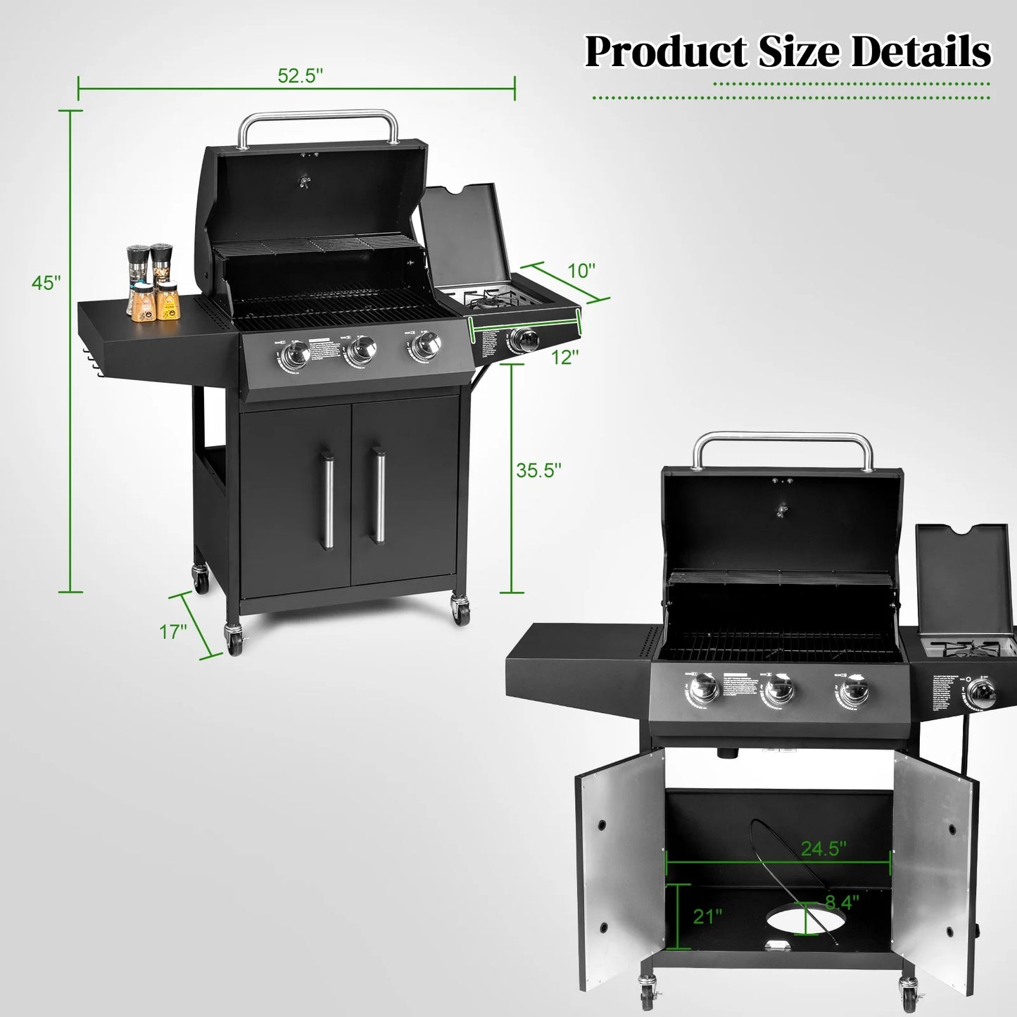 SalonMore Outdoor Gas Grill with Side Stove 46000BTU for Patio Outdoor Party Cooking BBQ