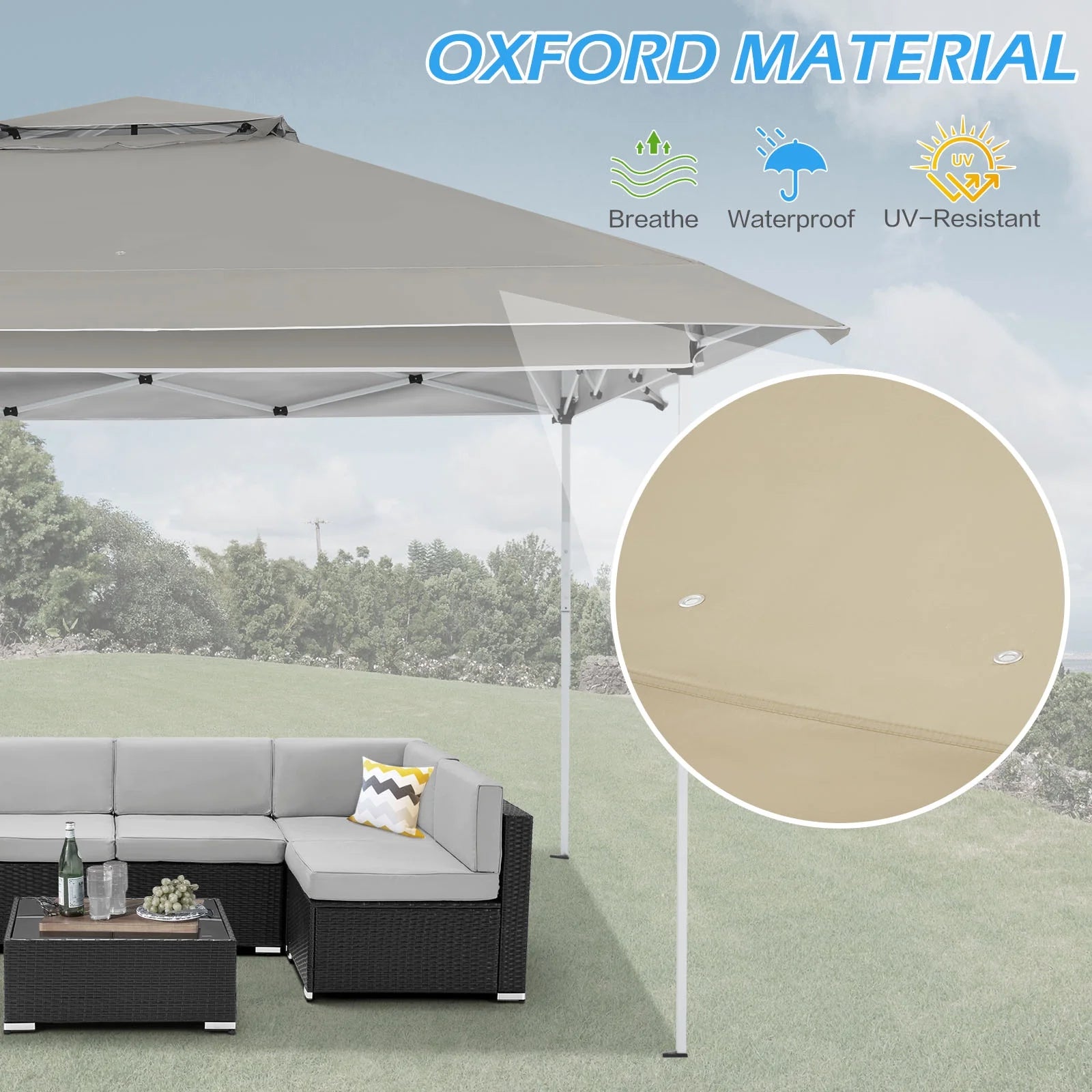 AVAWING 12x12 ft Outdoor Pop-up Canopy Party Tent Easy Setup Patio Wedding Tent, Khaki