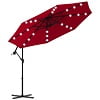 Costway 10' Hanging Solar LED Umbrella Patio Sun Shade Offset Market W/Base Tan