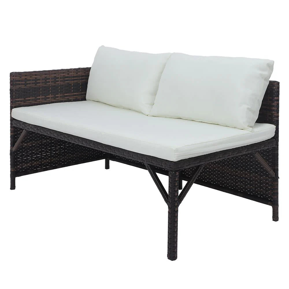 OverPatio 3 Piece Small Sectional Sofa Lounge and Love Seat, White