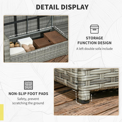 Resenkos Wicker Outdoor Patio Furniture Set, L-Shaped 7 Pieces Outdoor Dining Sectional Sofa, Gray