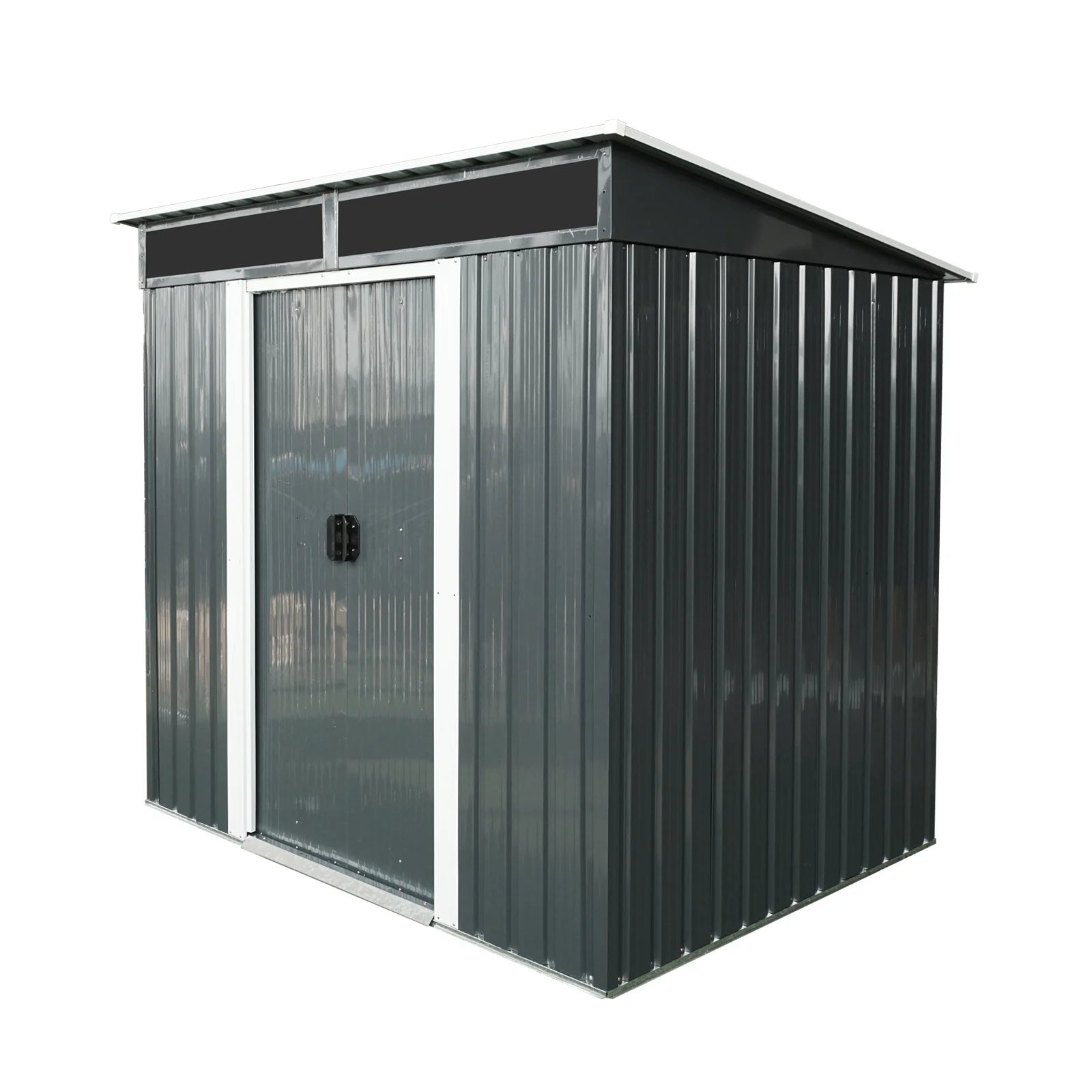AENKYO Outdoor storage sheds 6FTx5FT Pent roof with Double Lockable Doors for Backyard Patio Lawn - Black