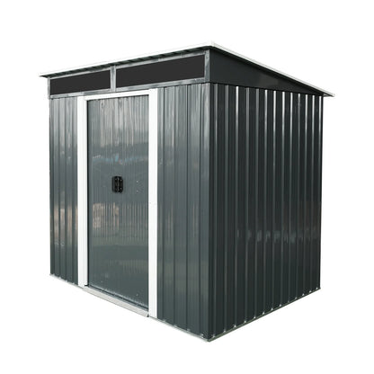 AENKYO Outdoor storage sheds 6FTx5FT Pent roof with Double Lockable Doors for Backyard Patio Lawn - Black