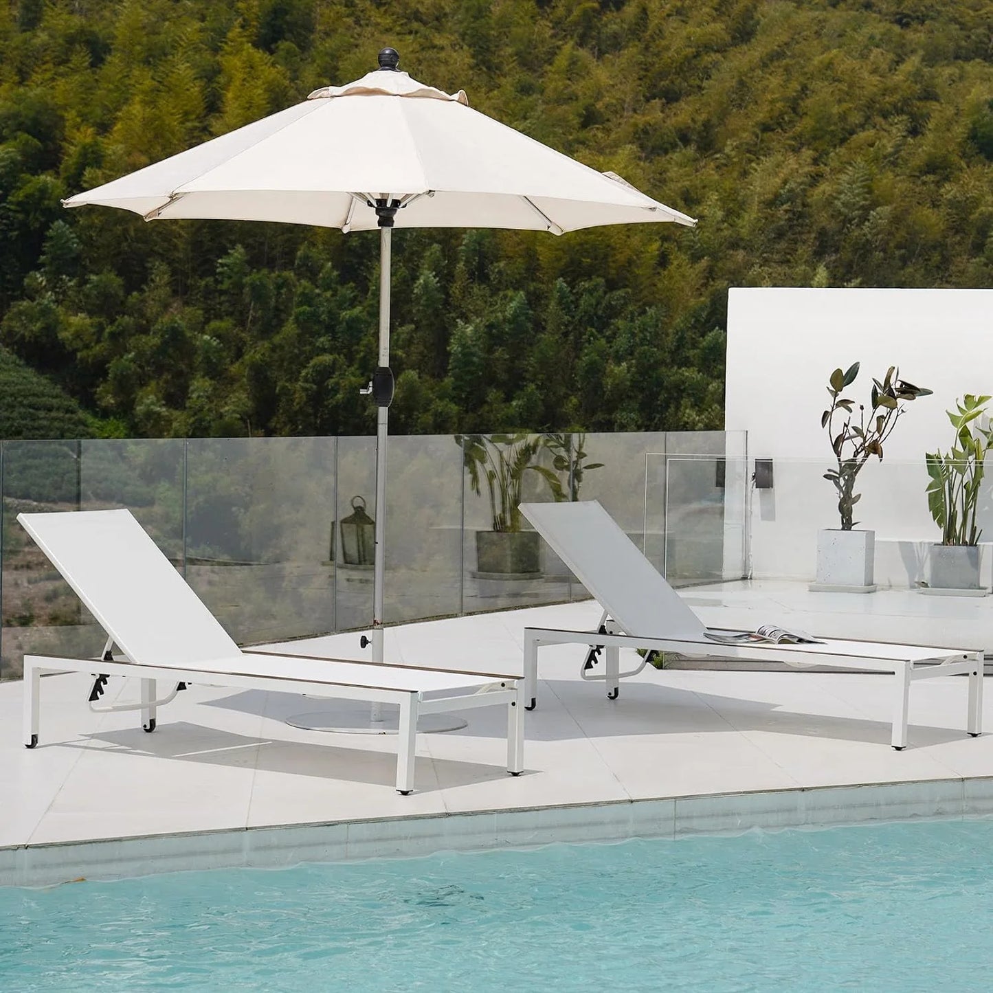 Grand Patio Steel 4 Adjustable Position and Portable Wheels Outdoor Chaise Lounge - Set of 2