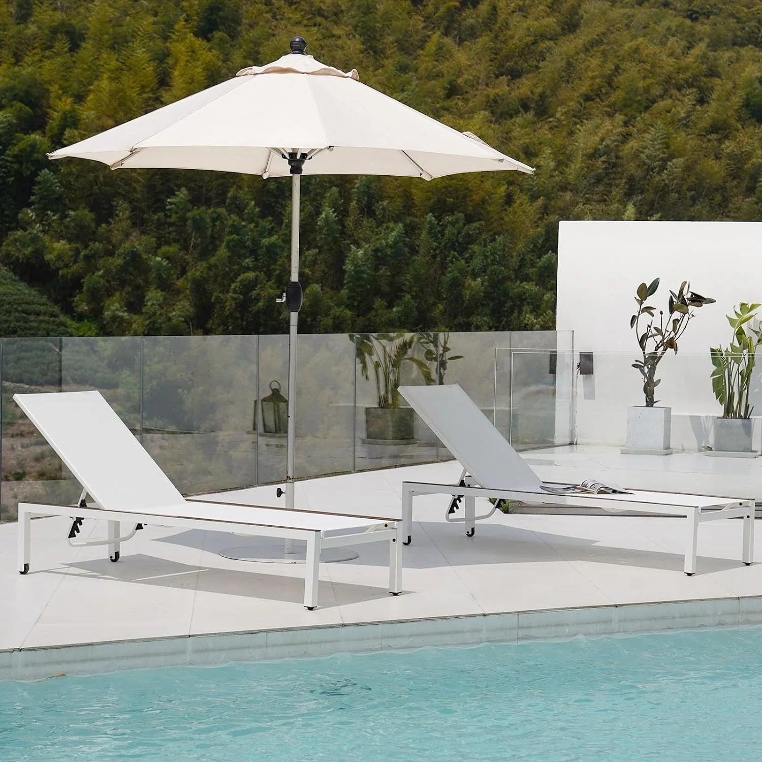Grand Patio Steel 4 Adjustable Position and Portable Wheels Outdoor Chaise Lounge - Set of 2