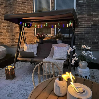 PURPLE LEAF 3-Seat Deluxe Outdoor Patio Porch Swing with Weather Resistant Steel Frame, Adjustable Tilt Canopy, Cushions and Pillow Included, Terra